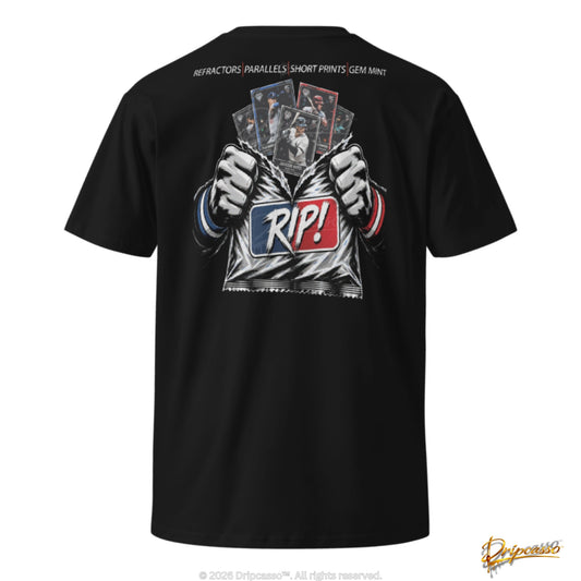 RIP! Sports Card Collector Graphic Tee Back Print
