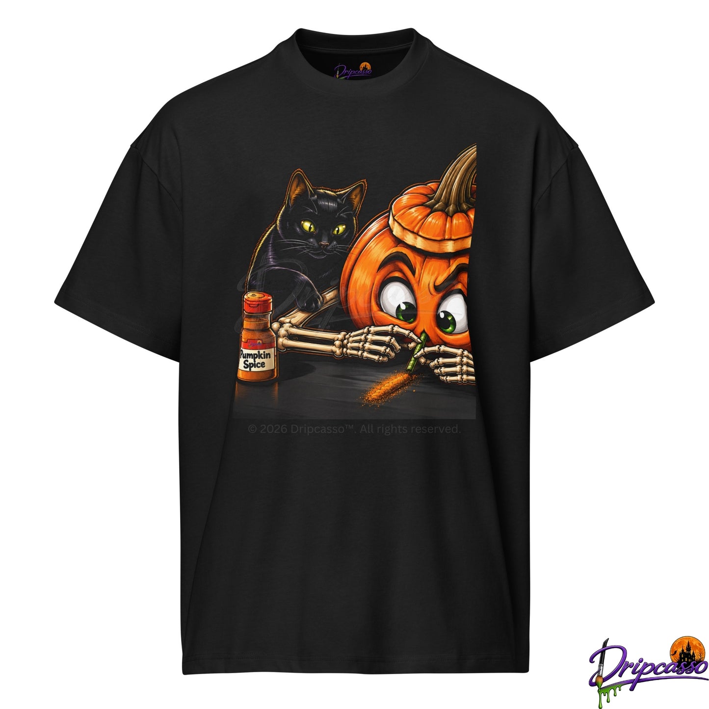 That First Hit of Pumpkin Spice Premium Graphic Men's Oversized Box Tee — Front Print